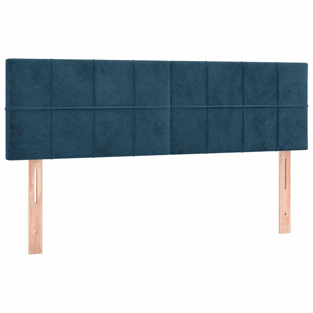 sengegavl med LED-lys 144x5x78/88 cm fløjl mørkeblå