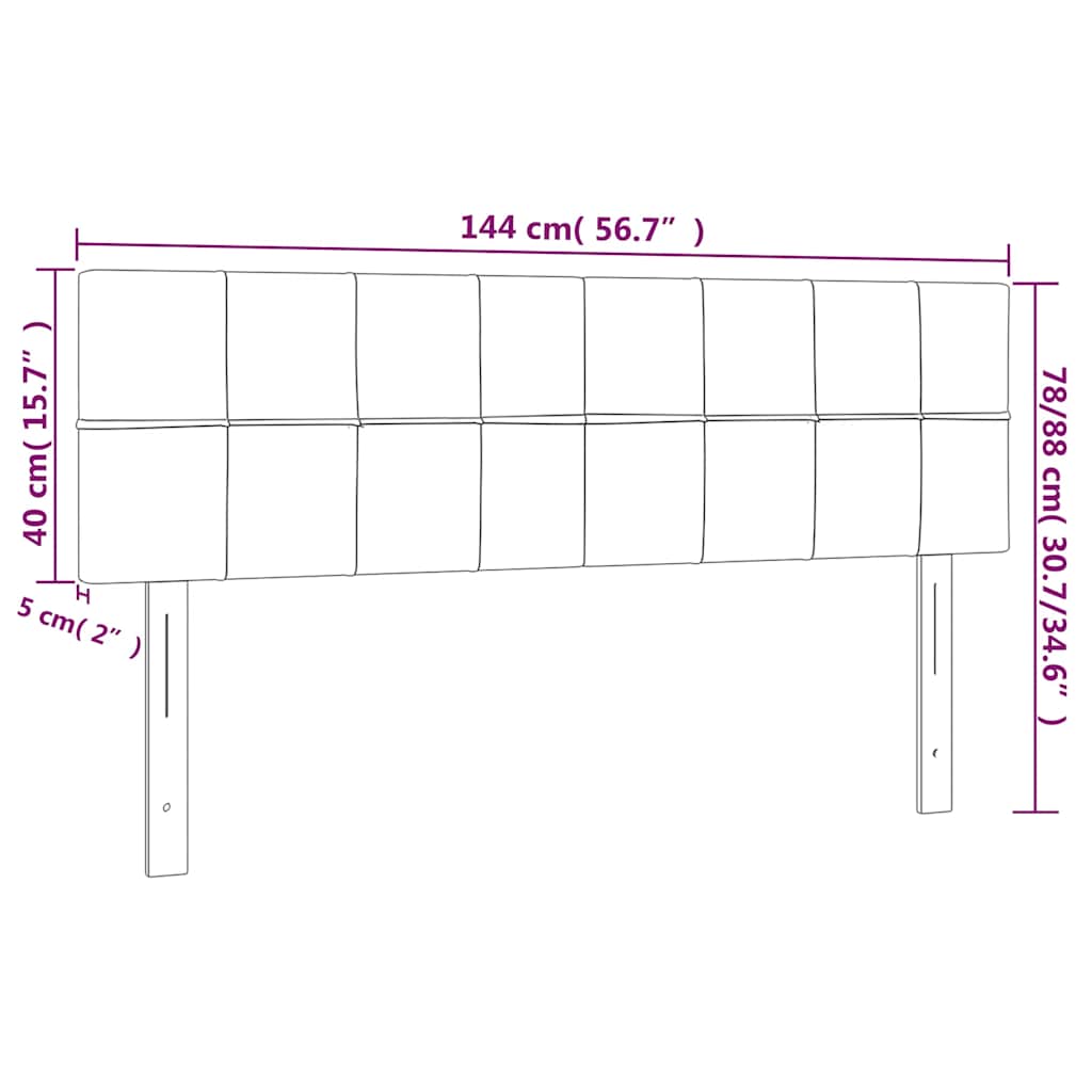 sengegavl med LED-lys 144x5x78/88 cm fløjl mørkeblå