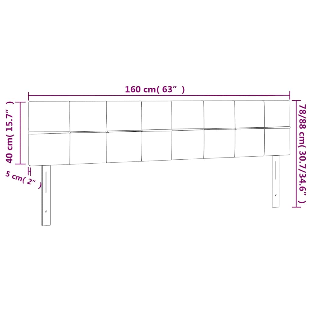 sengegavl med LED-lys 160x5x78/88 cm fløjl mørkeblå