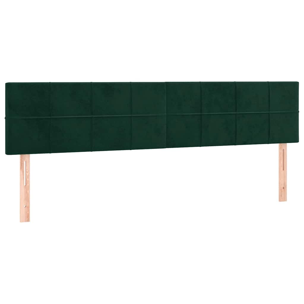 sengegavl med LED-lys 180x5x78/88 cm fløjl mørkegrøn