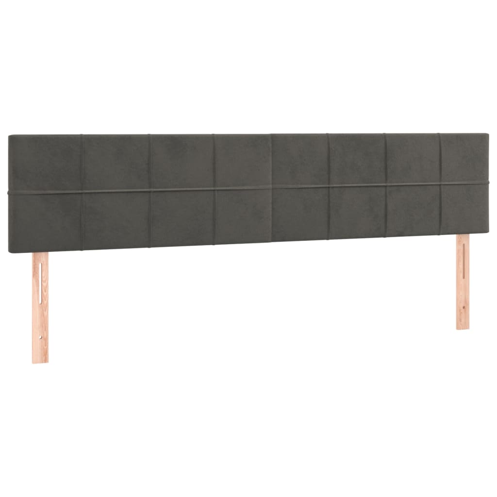 sengegavl med LED-lys 200x5x78/88 cm velour mørkegrå