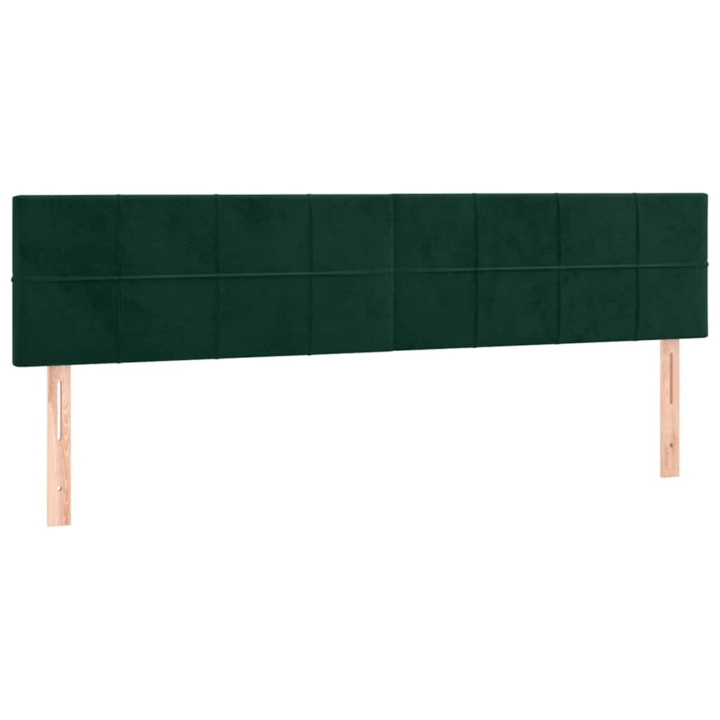 sengegavl med LED-lys 200x5x78/88 cm fløjl mørkegrøn
