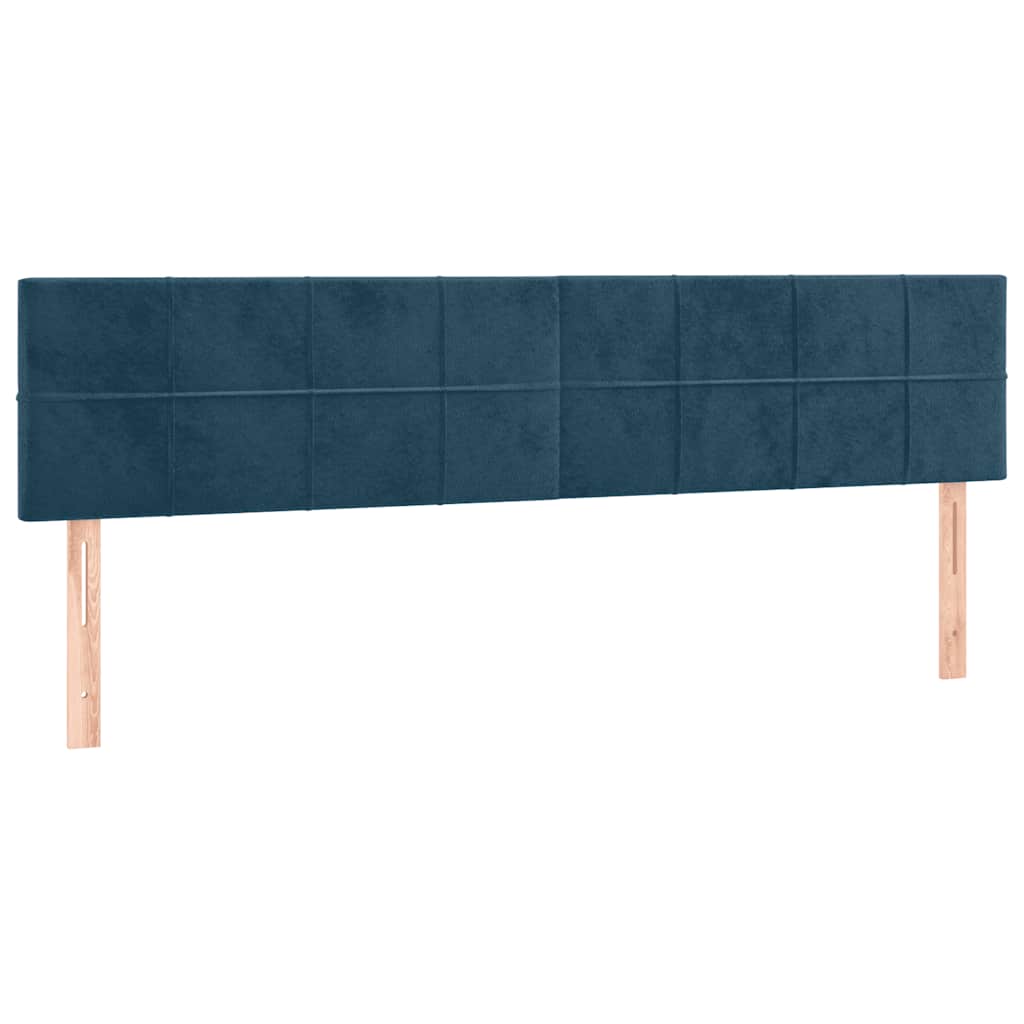 sengegavl med LED-lys 200x5x78/88 cm fløjl mørkeblå