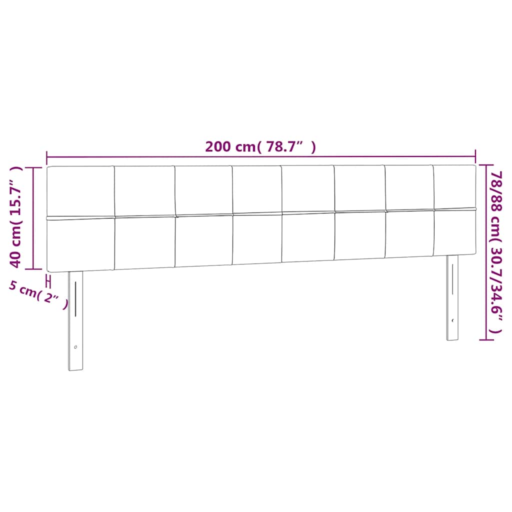 sengegavl med LED-lys 200x5x78/88 cm fløjl mørkeblå