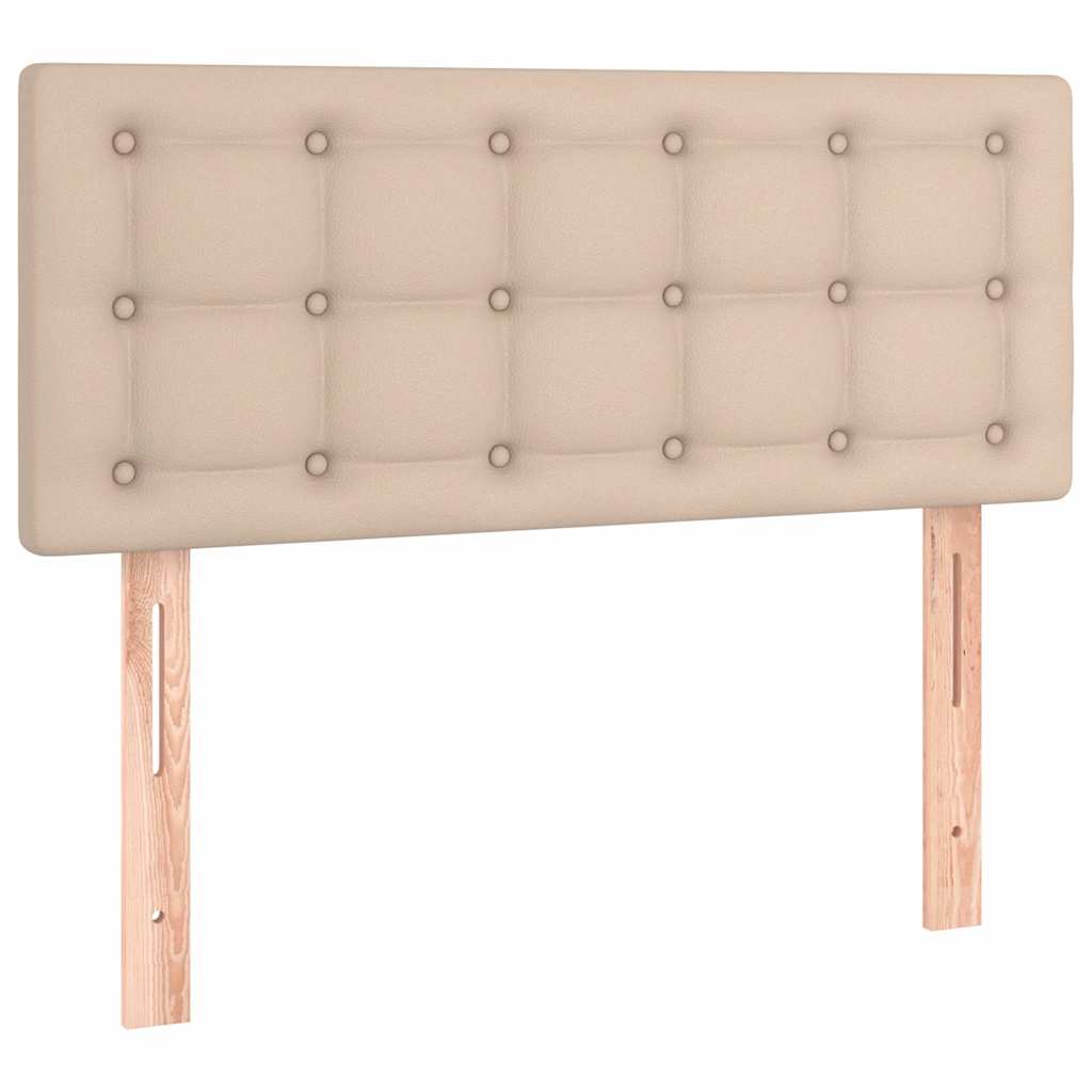 sengegavl med LED-lys 80x5x78/88 cm kunstlæder cappuccinofarvet