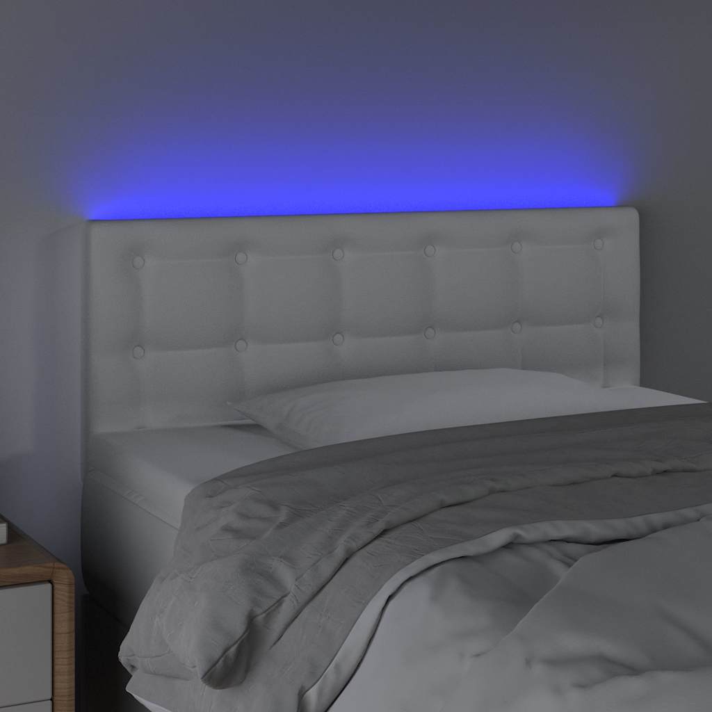 sengegavl med LED-lys 90x5x78/88 cm kunstlæder hvid