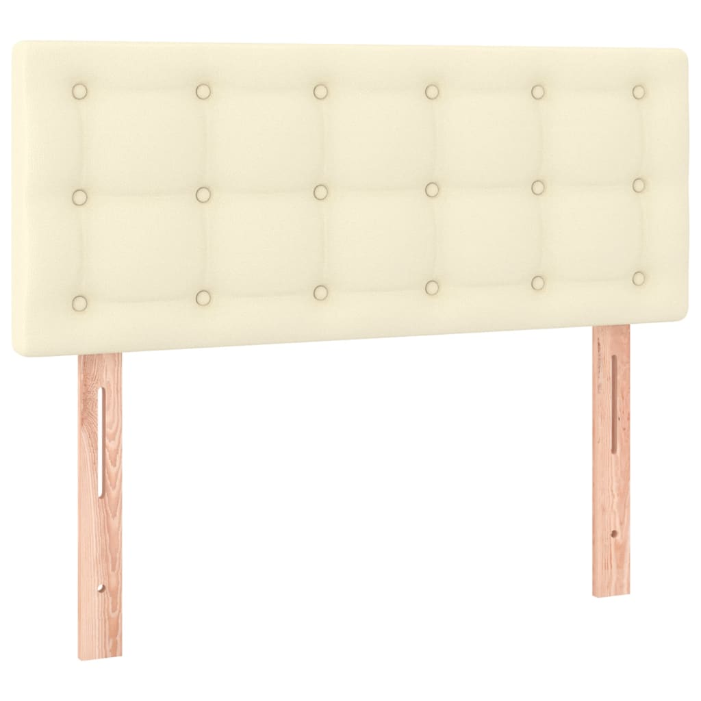 sengegavl med LED-lys 90x5x78/88 cm kunstlæder cremefarvet