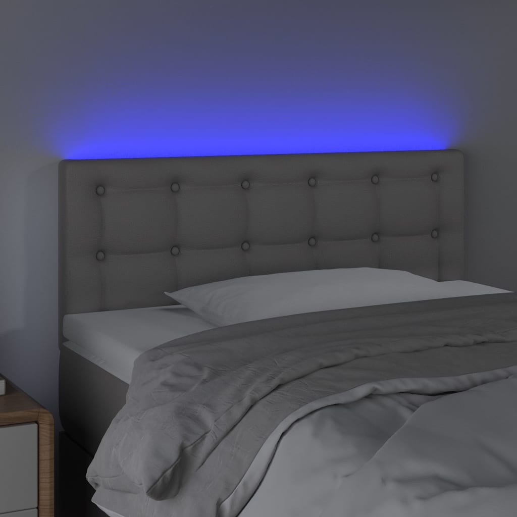 sengegavl med LED-lys 90x5x78/88 cm kunstlæder grå