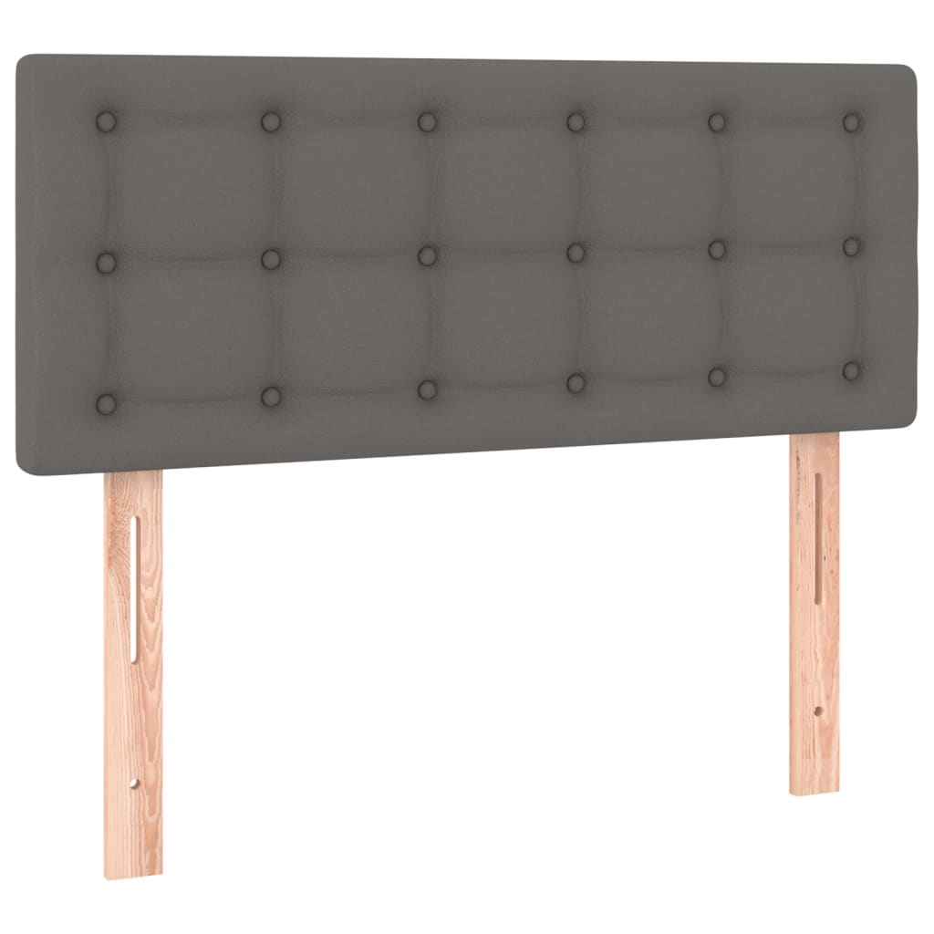 sengegavl med LED-lys 90x5x78/88 cm kunstlæder grå
