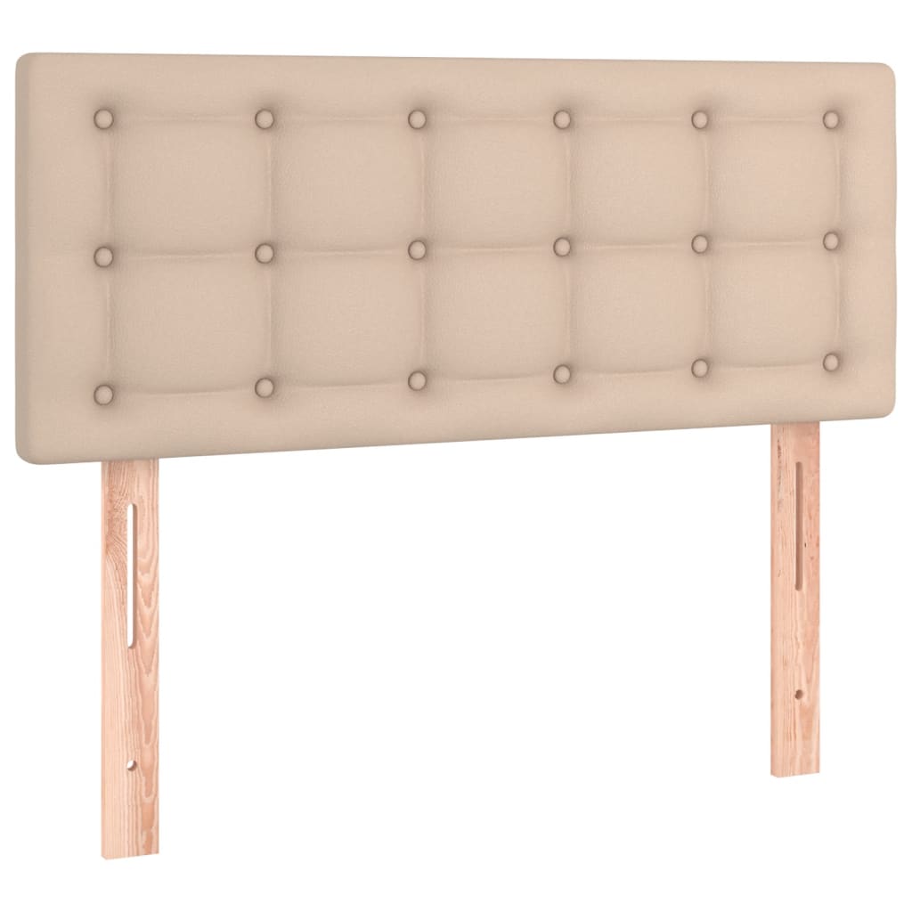 sengegavl med LED-lys 90x5x78/88 cm kunstlæder cappuccinofarvet