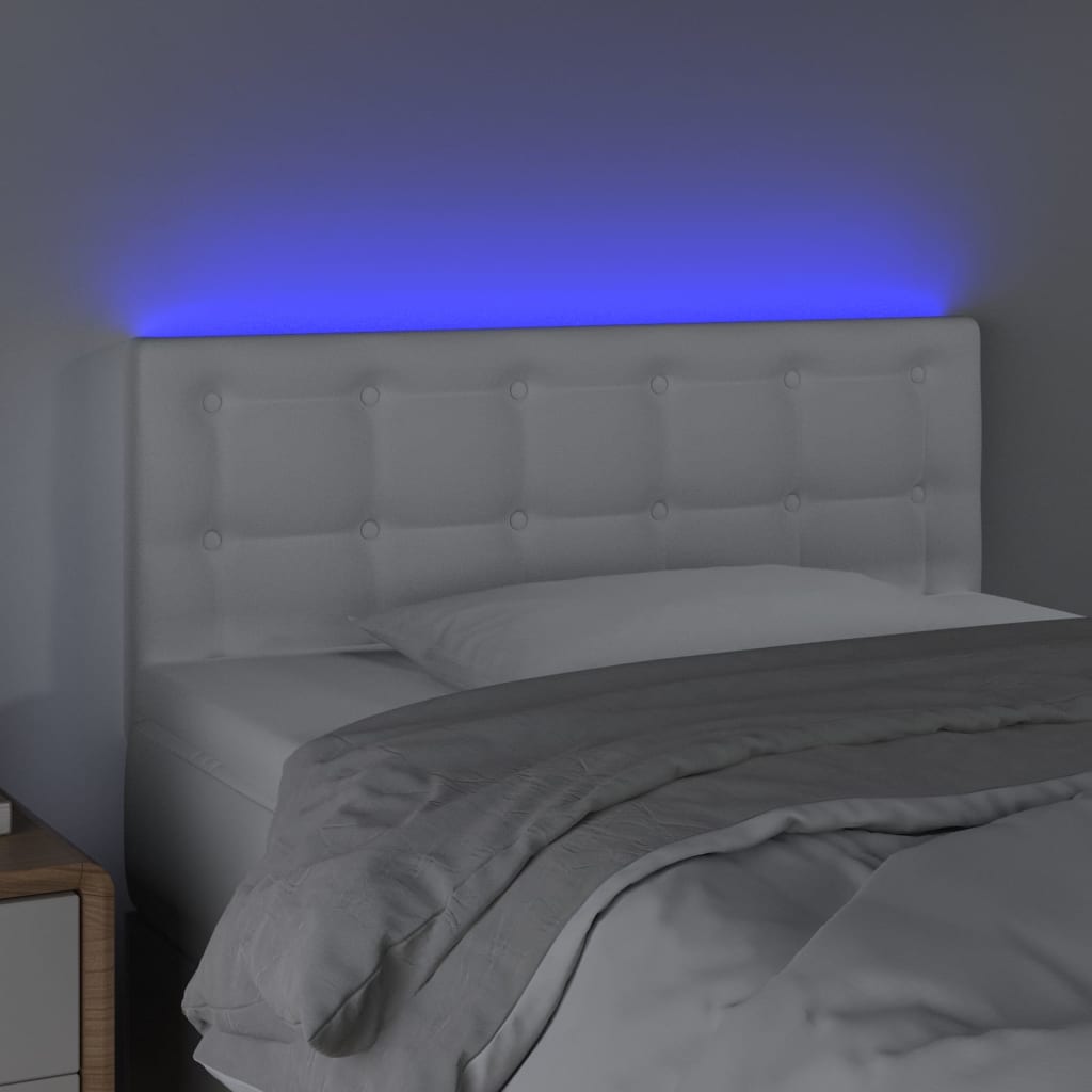 sengegavl med LED-lys 100x5x78/88 cm kunstlæder hvid
