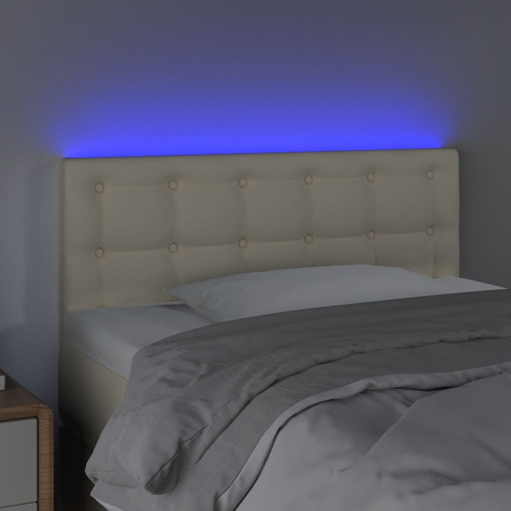 sengegavl med LED-lys 100x5x78/88 cm kunstlæder cremefarvet