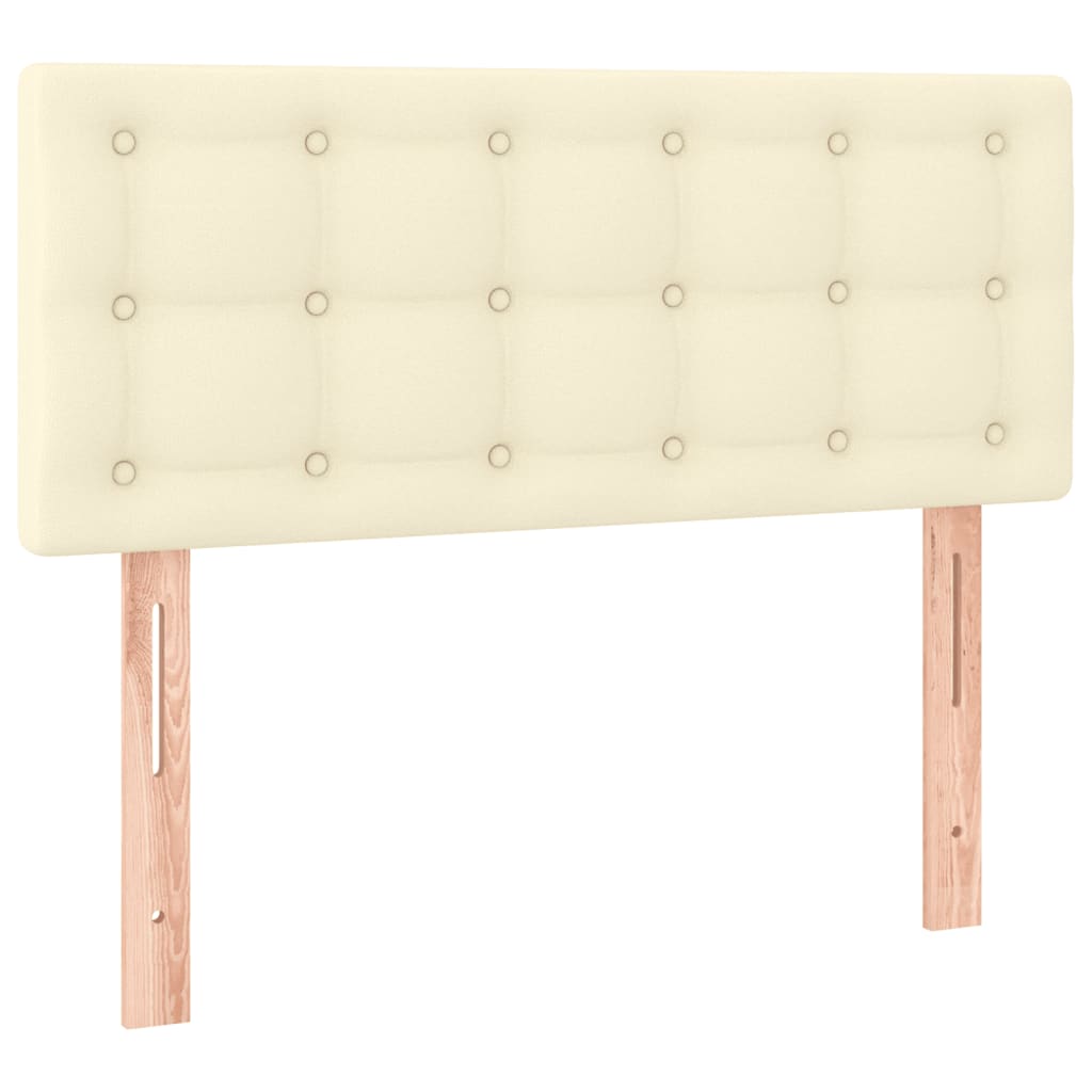sengegavl med LED-lys 100x5x78/88 cm kunstlæder cremefarvet