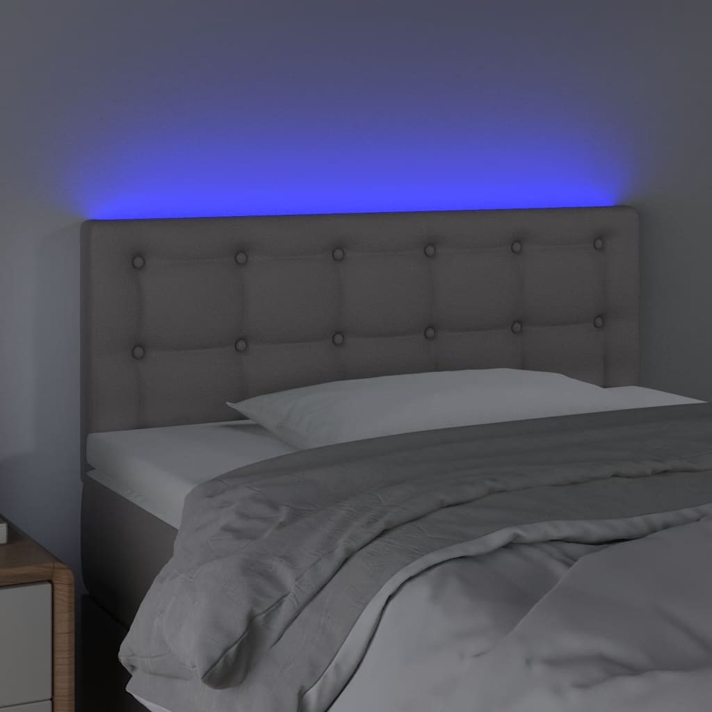 sengegavl med LED-lys 100x5x78/88 cm kunstlæder grå