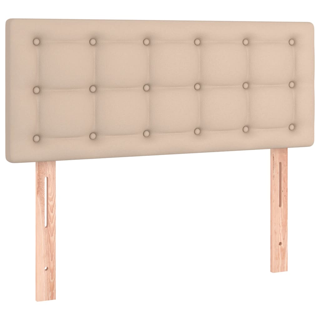 sengegavl med LED-lys 100x5x78/88cm kunstlæder cappuccinofarvet