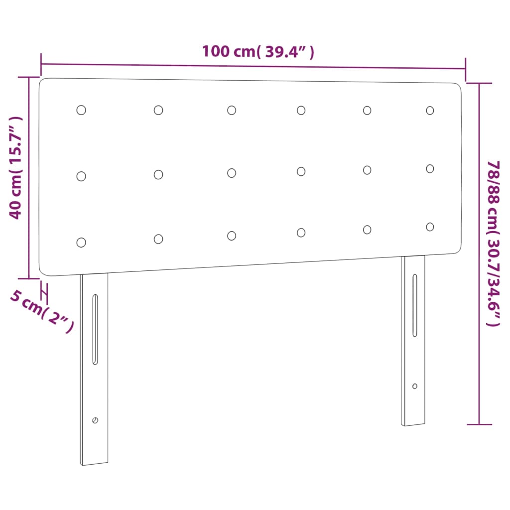 sengegavl med LED-lys 100x5x78/88cm kunstlæder cappuccinofarvet