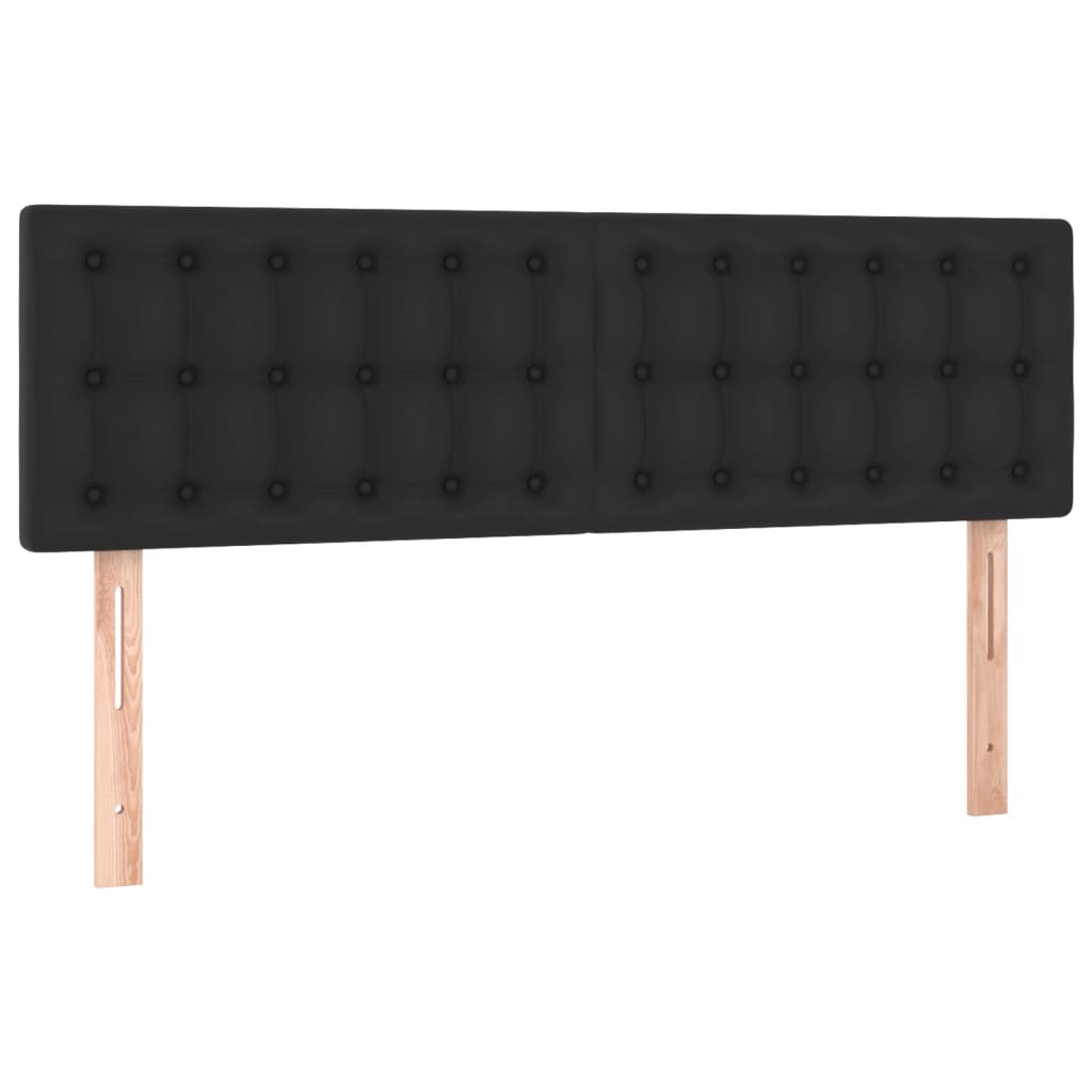 sengegavl med LED-lys 144x5x78/88 cm kunstlæder sort