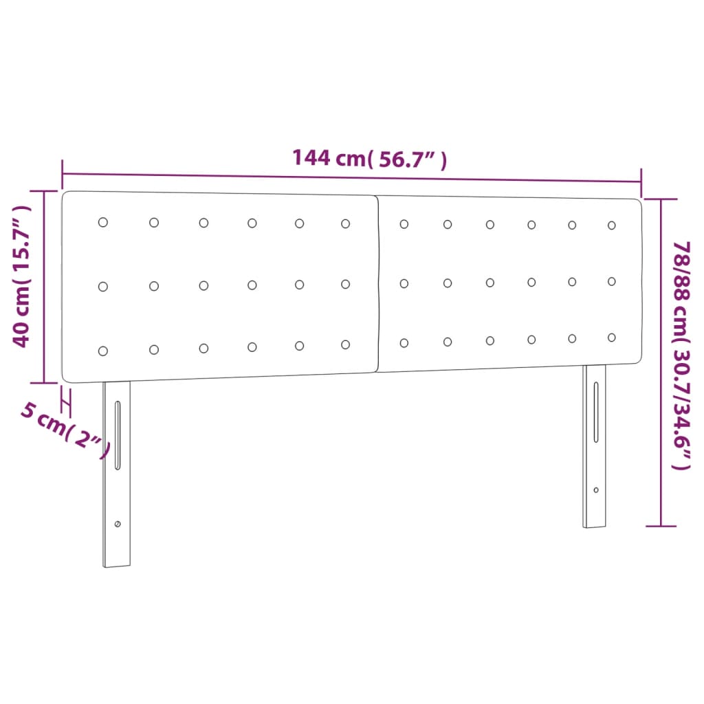 sengegavl med LED-lys 144x5x78/88 cm kunstlæder sort