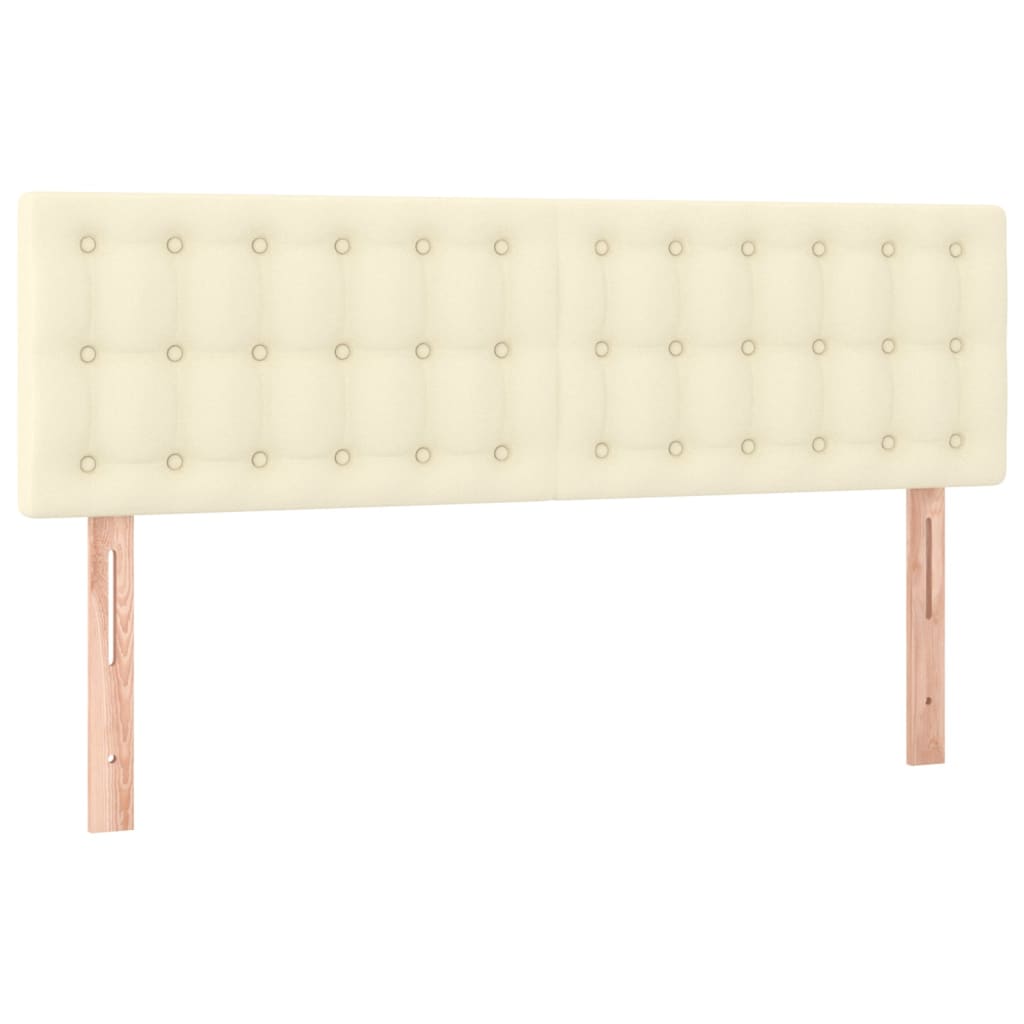 sengegavl med LED-lys 144x5x78/88 cm kunstlæder cremefarvet