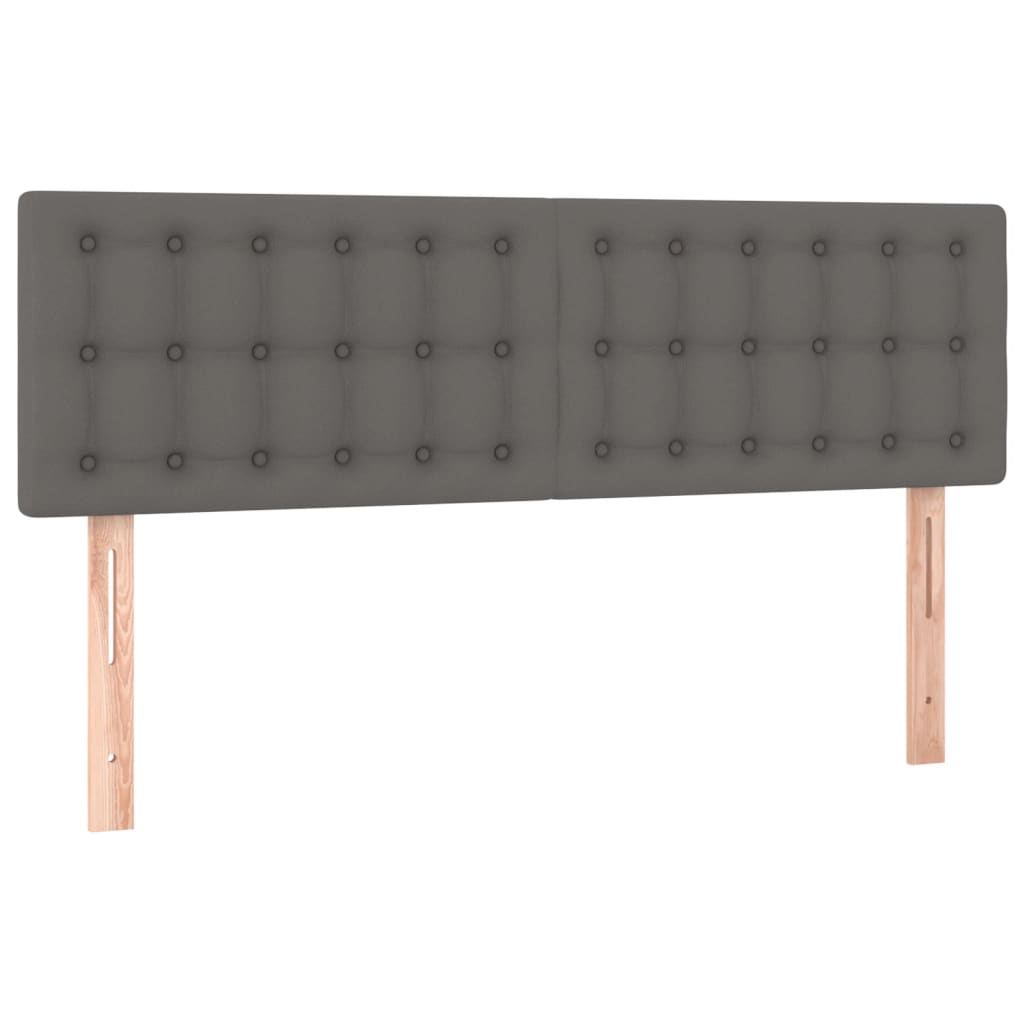 sengegavl med LED-lys 144x5x78/88 cm kunstlæder grå