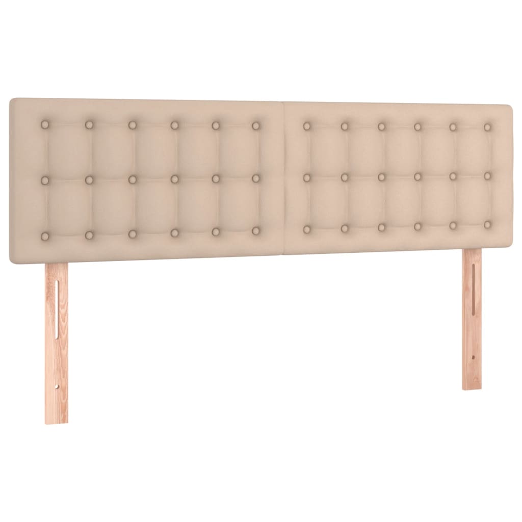 sengegavl med LED-lys 144x5x78/88cm kunstlæder cappuccinofarvet