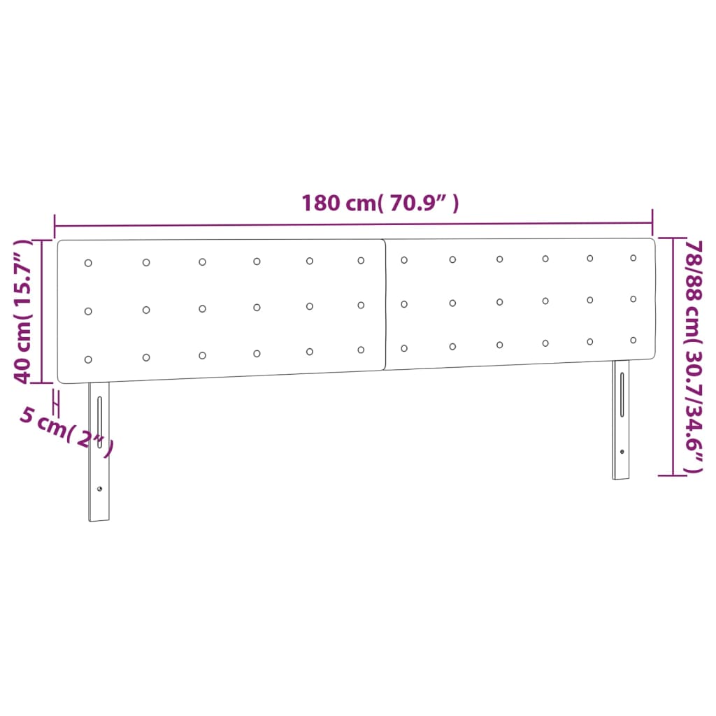 sengegavl med LED-lys 180x5x78/88 cm kunstlæder sort