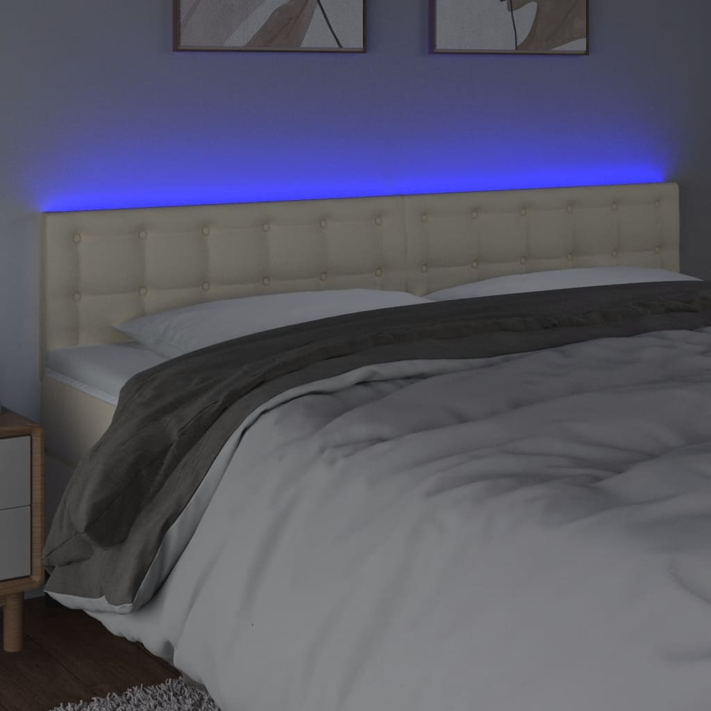 sengegavl med LED-lys 180x5x78/88 cm kunstlæder cremefarvet