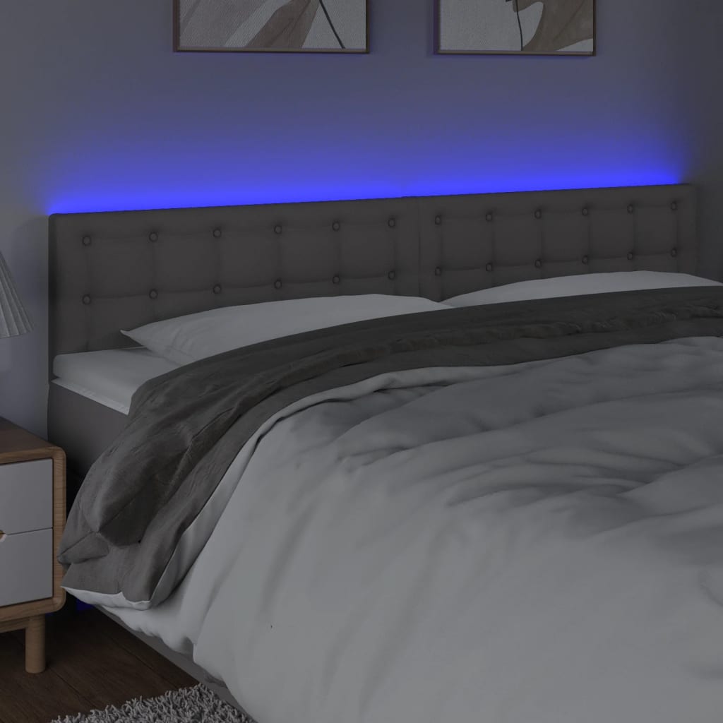 sengegavl med LED-lys 180x5x78/88 cm kunstlæder grå