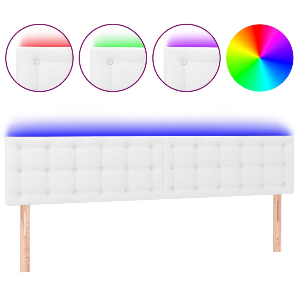 sengegavl med LED-lys 200x5x78/88 cm kunstlæder hvid