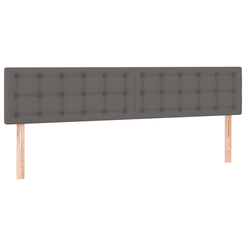 sengegavl med LED-lys 200x5x78/88 cm kunstlæder grå