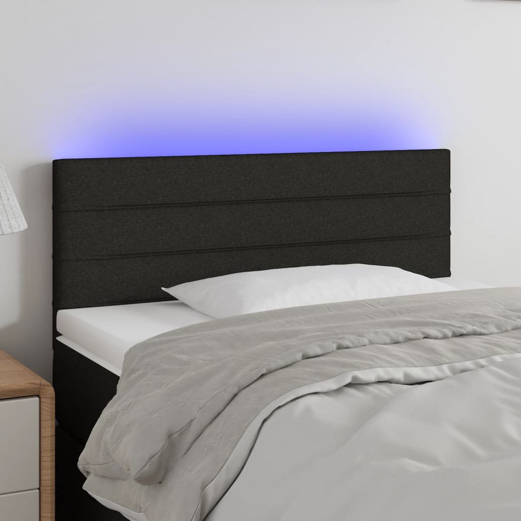 sengegavl med LED-lys 80x5x78/88 cm stof sort