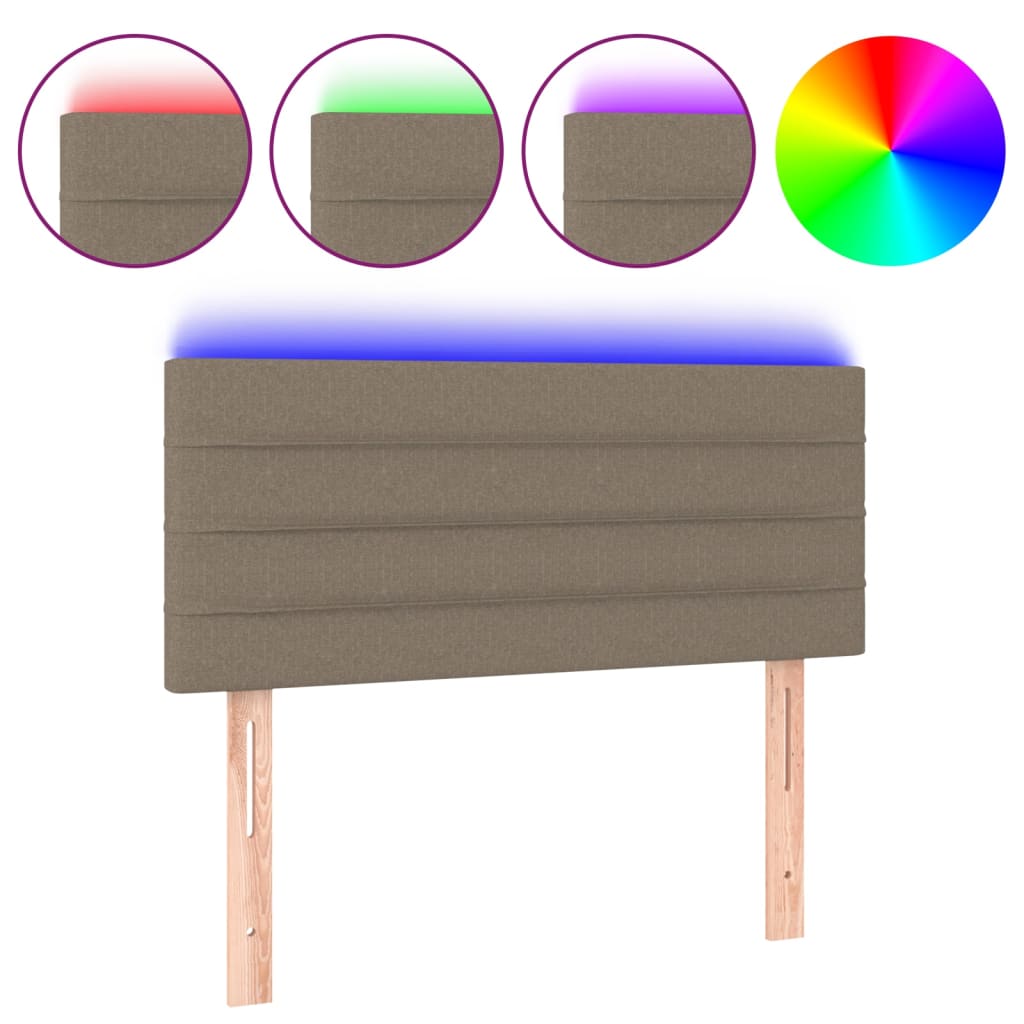 sengegavl med LED-lys 80x5x78/88 cm stof gråbrun