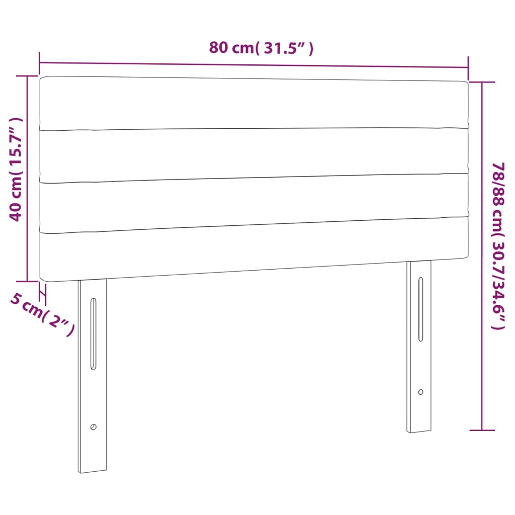 sengegavl med LED-lys 80x5x78/88 cm stof blå