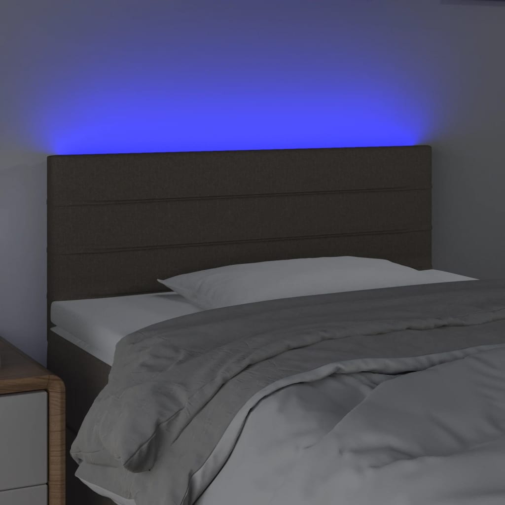 sengegavl med LED-lys 90x5x78/88 cm stof gråbrun