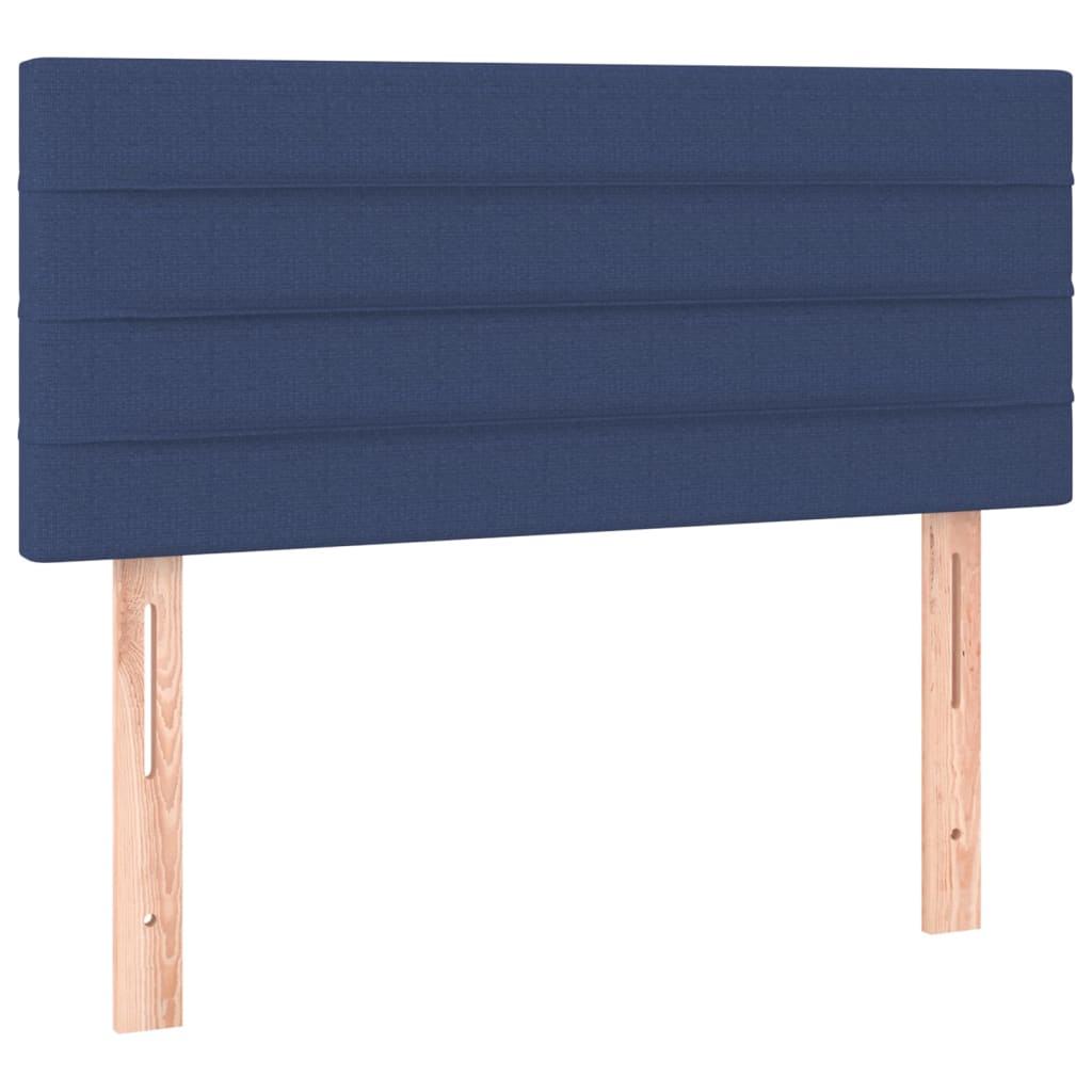 sengegavl med LED-lys 90x5x78/88 cm stof blå