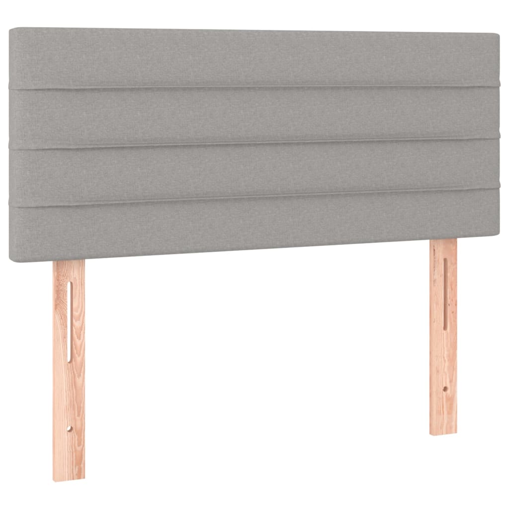 sengegavl med LED-lys 100x5x78/88 cm stof lysegrå