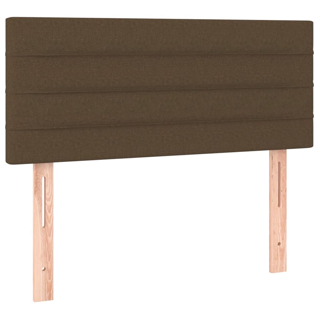 sengegavl med LED-lys 100x5x78/88 cm stof mørkebrun