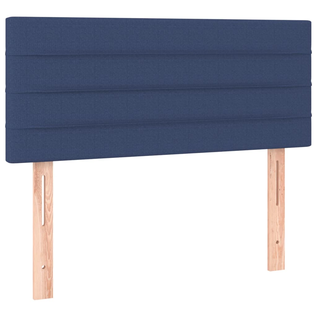 sengegavl med LED-lys 100x5x78/88 cm stof blå