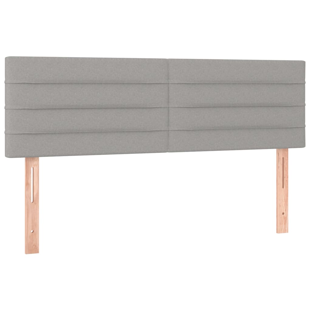 sengegavl med LED-lys 144x5x78/88 cm stof lysegrå