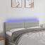 sengegavl med LED-lys 144x5x78/88 cm stof lysegrå