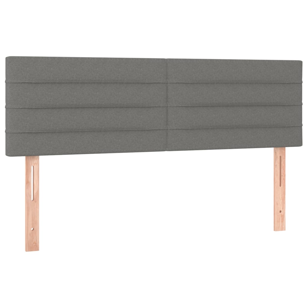 sengegavl med LED-lys 144x5x78/88 cm stof mørkegrå