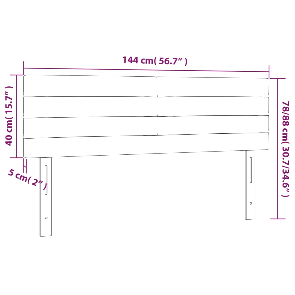 sengegavl med LED-lys 144x5x78/88 cm stof sort