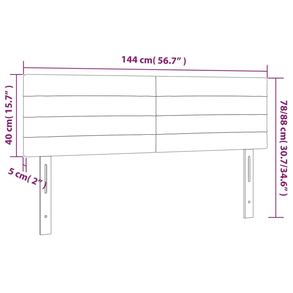 sengegavl med LED-lys 144x5x78/88 cm stof blå
