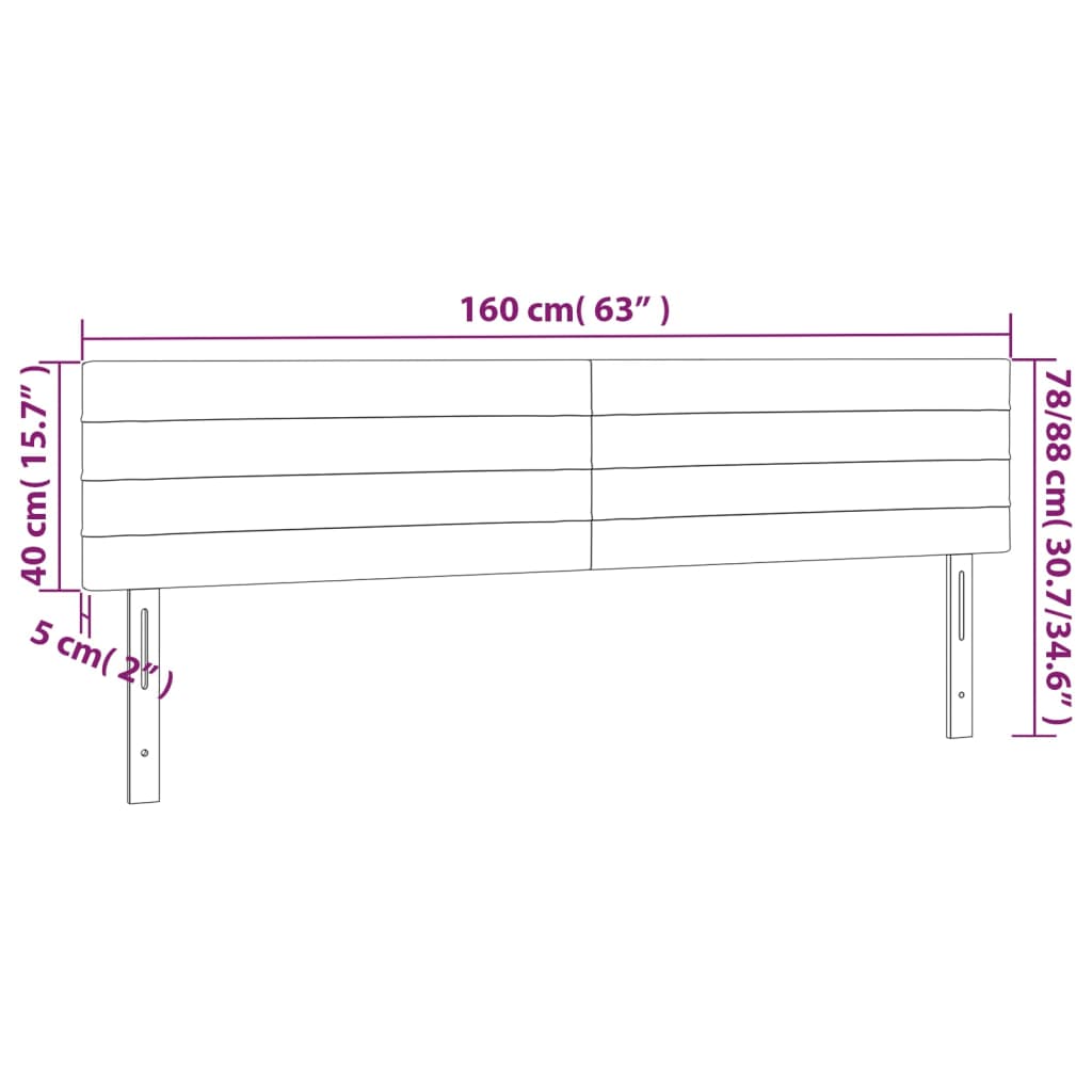 sengegavl med LED-lys 160x5x78/88 cm stof sort