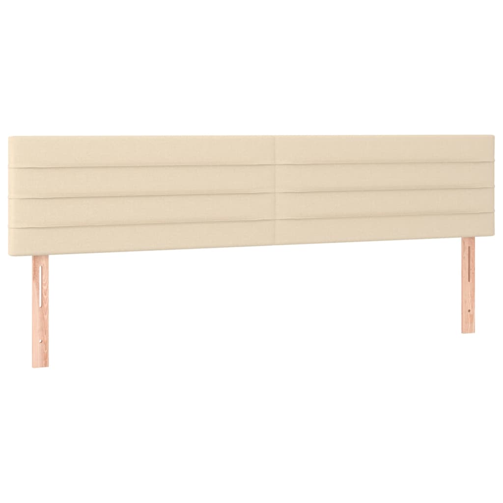 sengegavl med LED-lys 160x5x78/88 cm stof cremefarvet