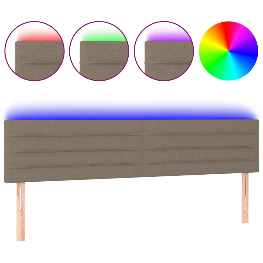 sengegavl med LED-lys 180x5x78/88 cm stof gråbrun