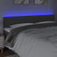 sengegavl med LED-lys 200x5x78/88 cm stof mørkegrå