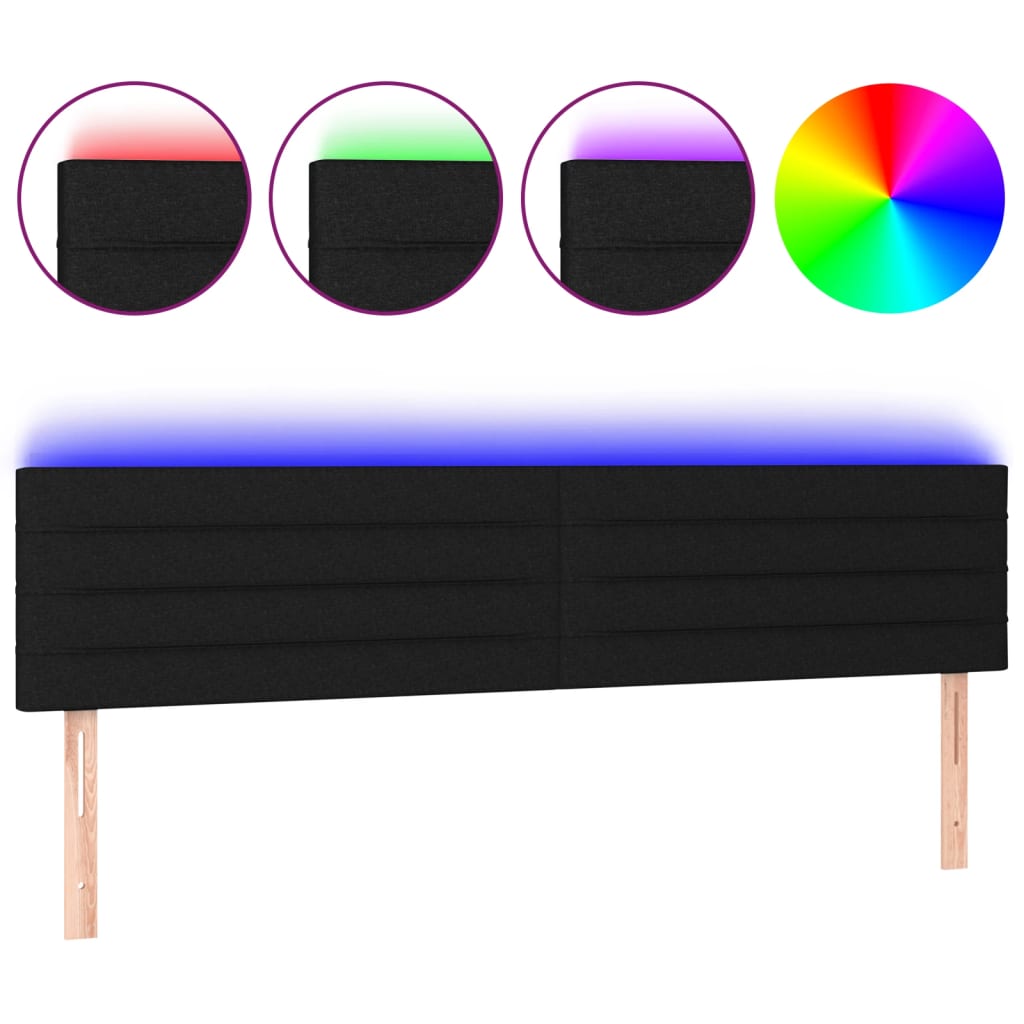 sengegavl med LED-lys 200x5x78/88 cm stof sort