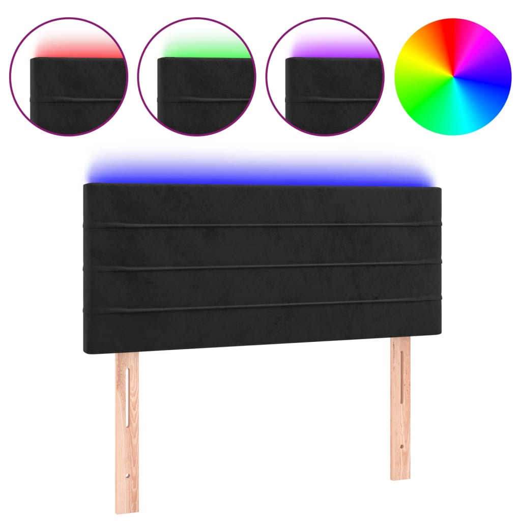 sengegavl med LED-lys 80x5x78/88 cm velour sort