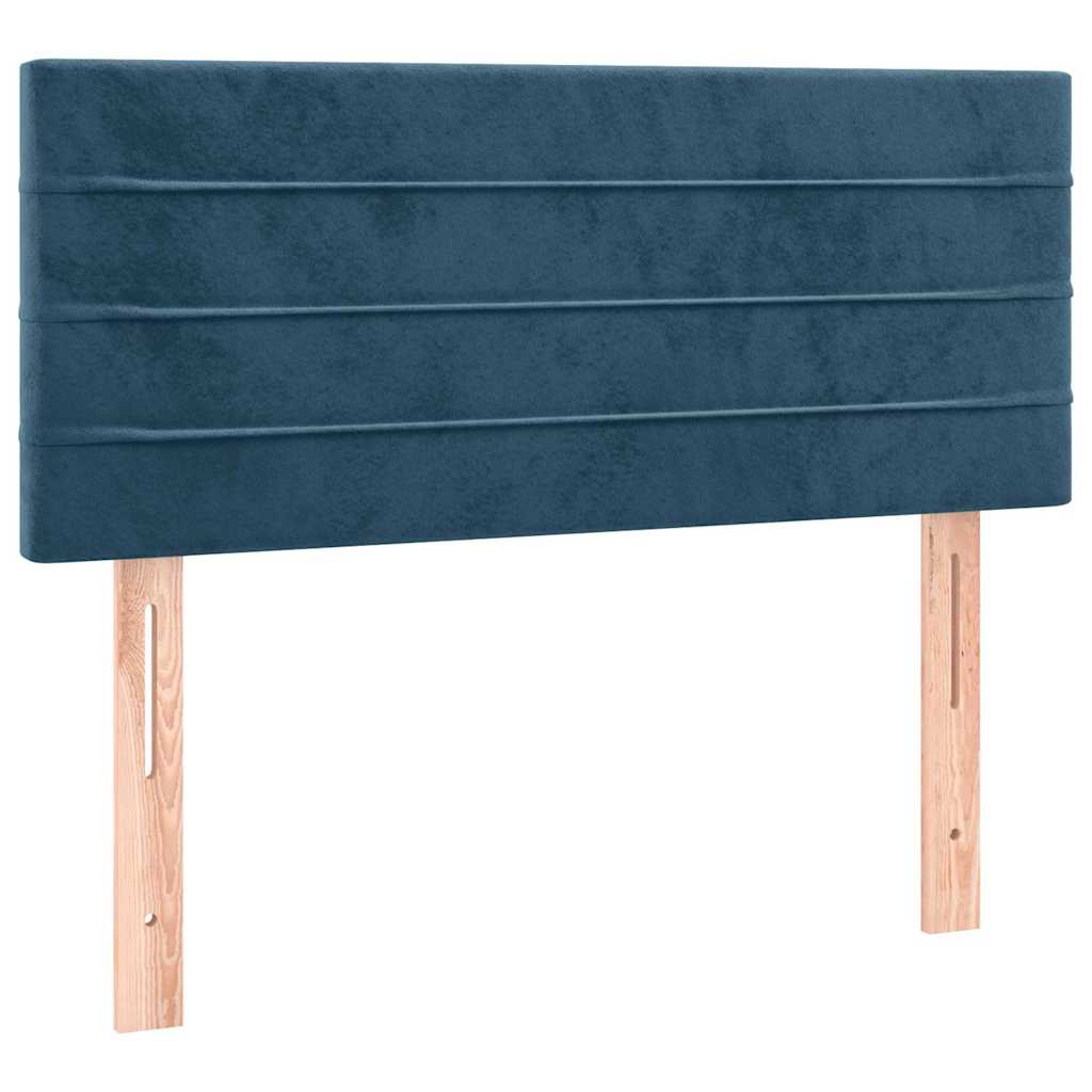 sengegavl med LED-lys 80x5x78/88 cm velour mørkeblå